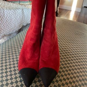 Chanel Red Gabrielle Suede Boots/Booties